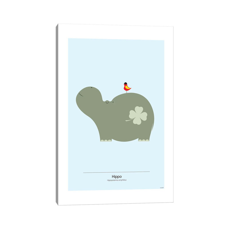 Hippo 1 Piece Wall Art on Canvas, 20.32 cm H x 30.48 cm W, Canvas