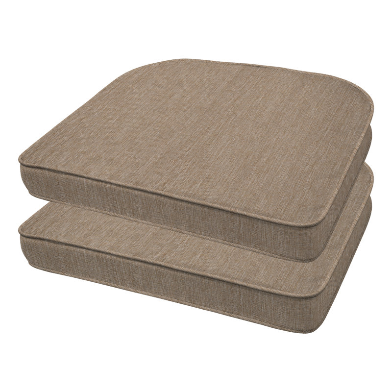 Outdoor Rounded Dining Seat Cushion, Wheat