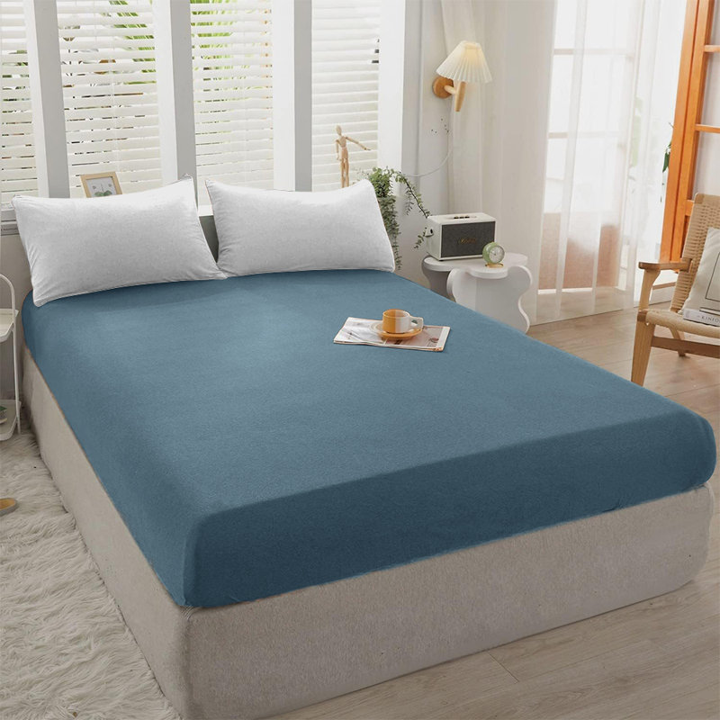 Cotton Blend 30cm Deep Pocket Jersey Fitted Sheet, Blue, Kingsize (5')