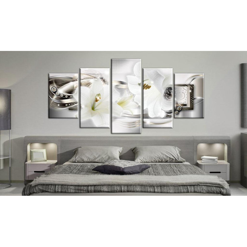 Parfum de lis sur toile 5 pièces, H 40 po x l 80 po x P 0,7 po
