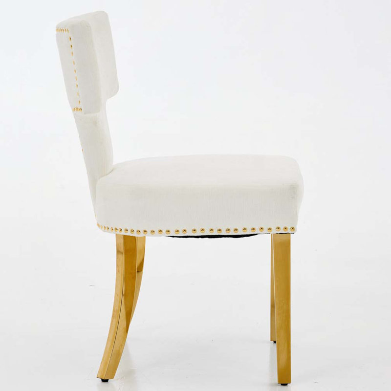 Chaises de salle à manger rembourrées Farmhouse, Beige, Doré