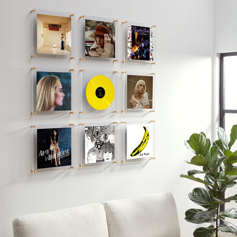 Wexel Art Set of 9 Record Frame Wall, Gold