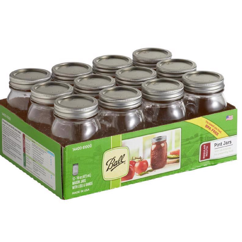 Bocaux Mason Ball 61000, 1 pinte (16 oz), boîte de 12