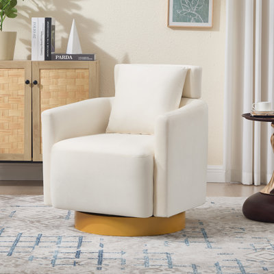 Velvet Upholstered Swivel Accent Chair with Cushion