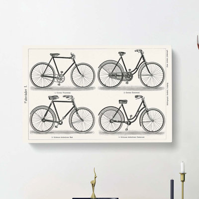 Types Of Bicycles - Wrapped Canvas Painting