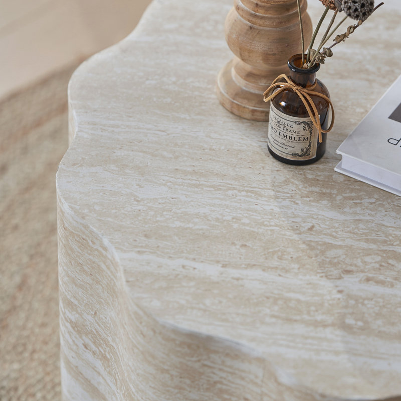 Ensemble de 2 tables basses rondes pour le salon, Beige-brun