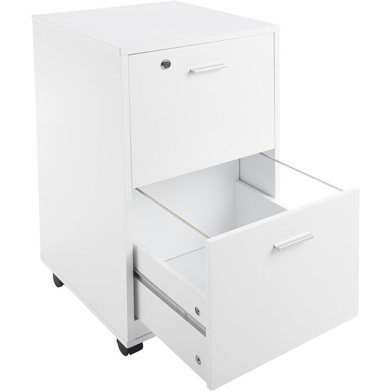 Ebern Designs File Cabinet - 2-Drawer Cabinet with Lock and Deep Drawer Storage - Rolling Filing Organizer for Under The Desk, Home, or Office