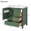 Ensemble de meuble-lavabo vert 30 po avec lavabo, armoire de rangement avec porte à fermeture en douceur, 3 tiroirs à fermeture en douceur et plateau amovible, structure en bois massif-1829535195-1829535196