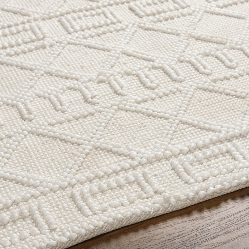 Emilie-May Geometric Flatweave Recycled P.E.T. Area Rug in Beige, Runner 2'6" x 8'