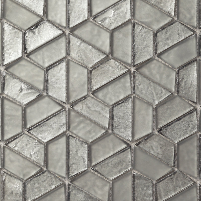 Samba 10.5" x 11.5" Glass Hexagon Mosaic Tile, Fume Light Gray