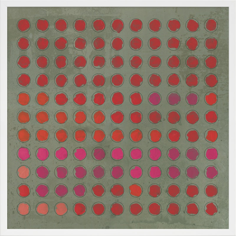 «Candase Squared Circles 4» par Jacques Pilon, reproduction d'art sur papier encadrée, Bois blanc