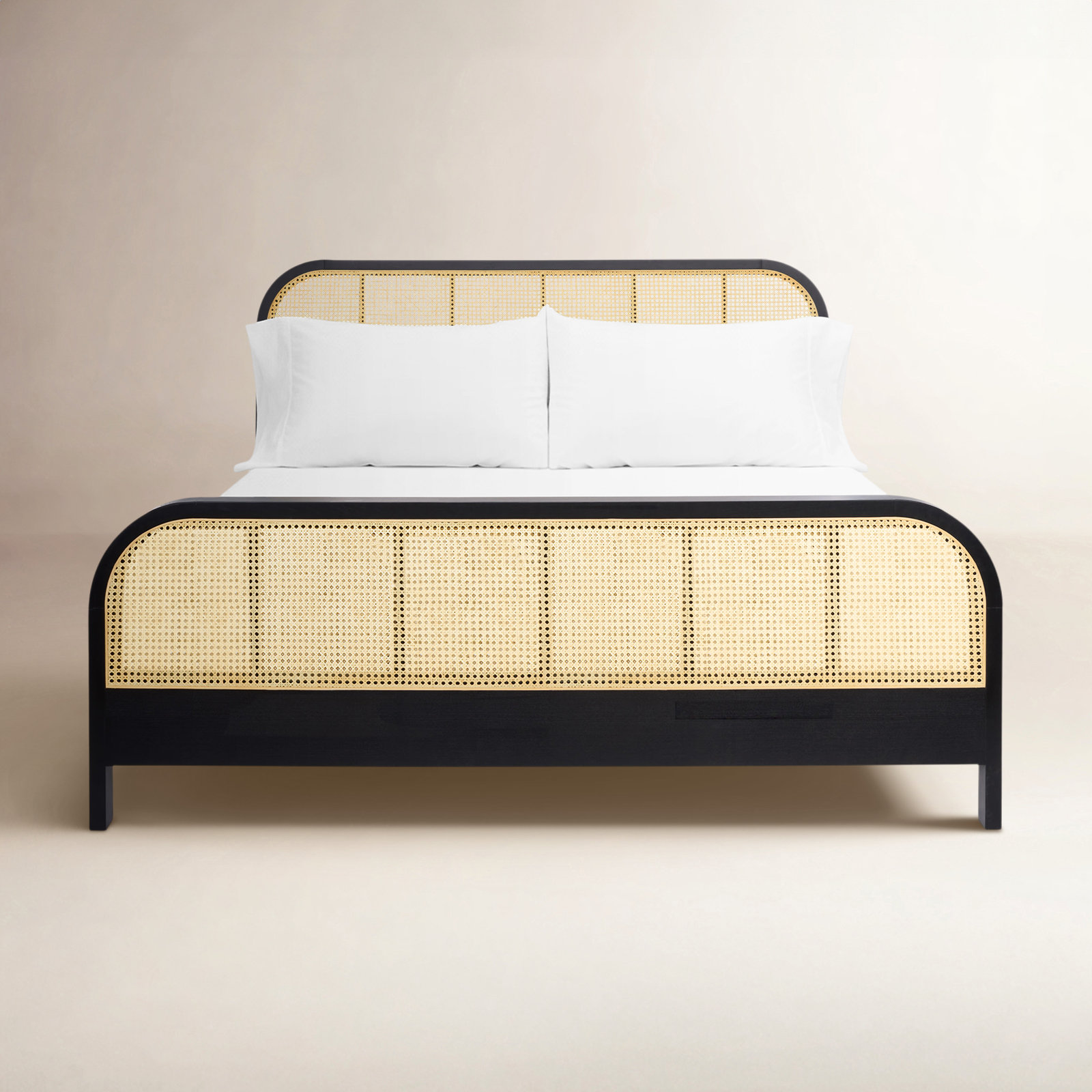  Cane Bed, Black, Queen