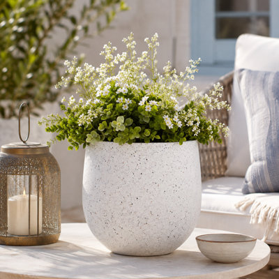 Pot à fleurs léger 13 po - blanc terrazzo