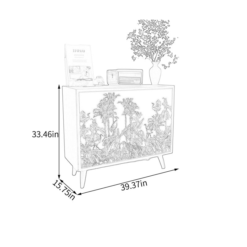 Armoire d'appoint en noyer avec pieds surélevés