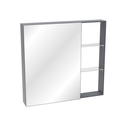30“ X 28” Bathroom Mirror Cabinet, Wall-Mounted Bathroom Mirror, Aluminum Frame, Surface Mounted, Black-Brown