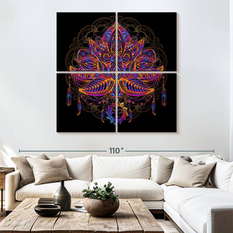 Kerner Colorful Mandala Lotus, 74" H x 74" W