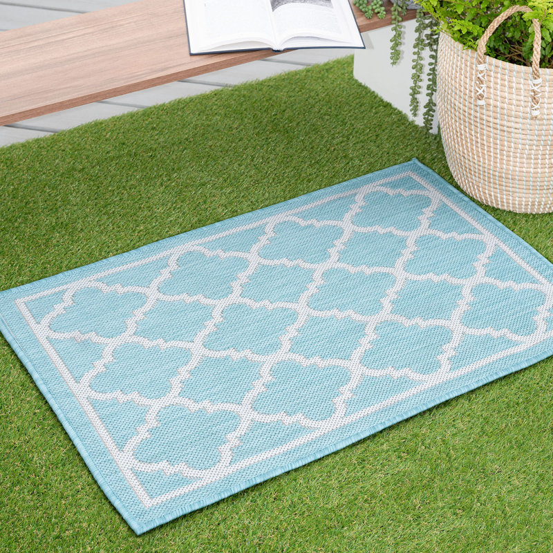 Tapis intérieur / extérieur turquoise Finchley, Rectangle 2 pi x 3 pi