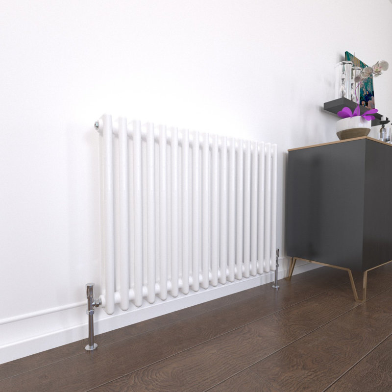 Traditional 2 3 Column Radiator Cast Iron Style Heating, 60cm H x 83cm W x 7cm D, White