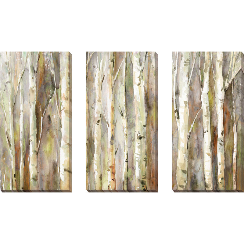 "Birch Path", ensemble de 3 impressions sur toile