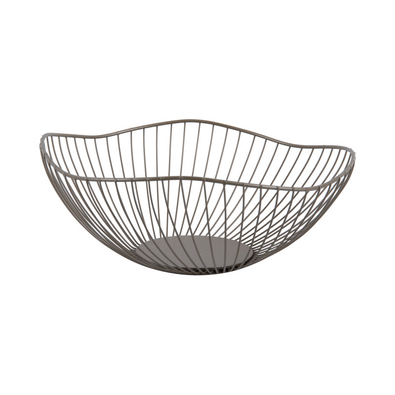 Metal Decorative Bowl, 10cm H x 25.5cm W x 1cm D, Matt Grey