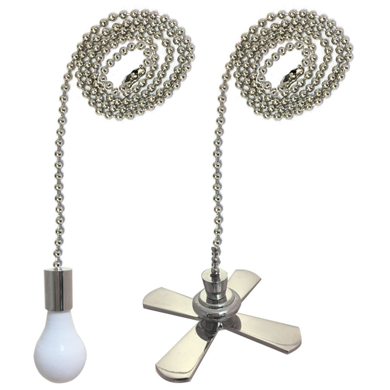 Ensemble de 2 chaînes de ventilateur en forme d'ampoule pour ventilateur de plafond, Plaqué nickel