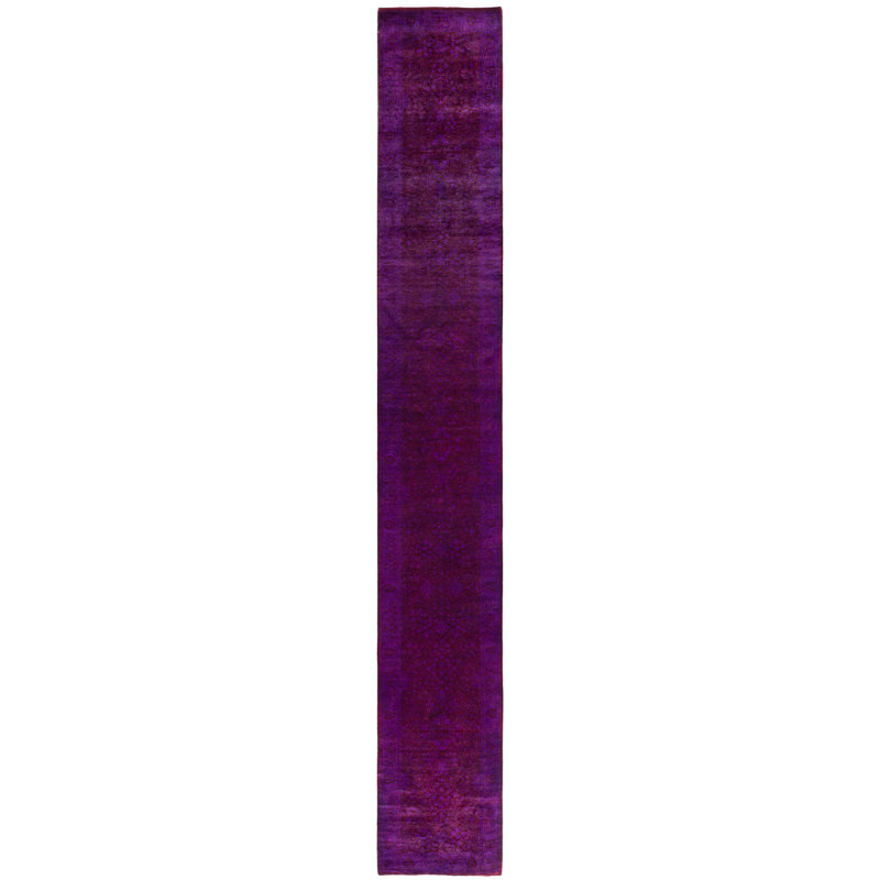 Overdyed One-of-a-Kind 2' 7" X 18' 3" Hand Knotted Area Rug