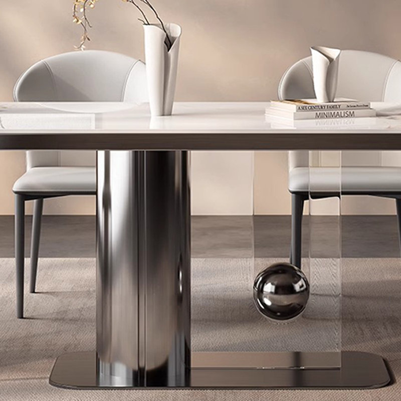Table de salle à manger rectangulaire légère de luxe moderne, 29,5 x L 70,8 po x l 33,4 po, Blanc