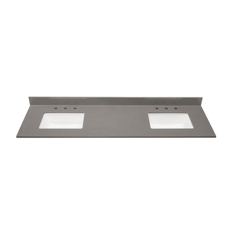 Madrid 73'' Concrete Gray Double Vanity Top with White Sinks