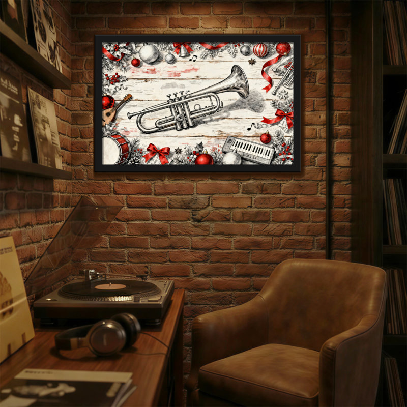 Instruments de musique et décorations de Noël, H 16 po x l 24 po