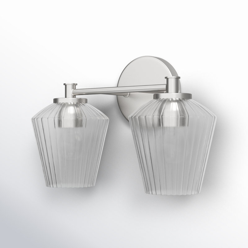 Depner 2 Light Ribbed Dimmable Vanity Light, Brushed Nickel