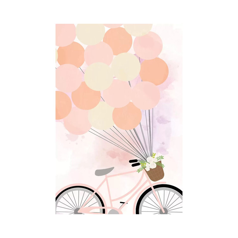 Bike Ride With Balloons by Anna Quach - Wrapped Canvas Print, 20.32 cm H x 30.48 cm W