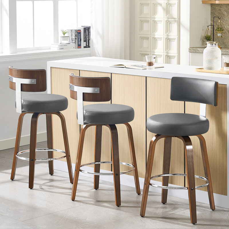 Swivel Upholstered Counter & Bar Stool, Counter Stool (26" Seat Height), Gray