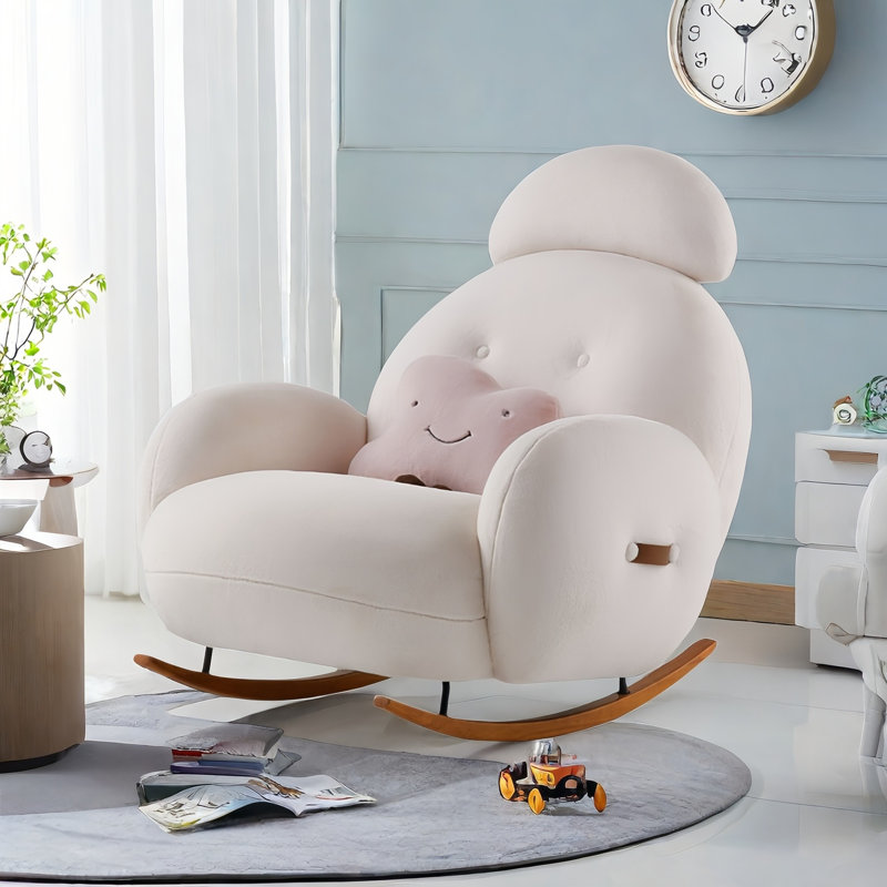 Chaise berçante rembourrée Modern, Blanc cassé