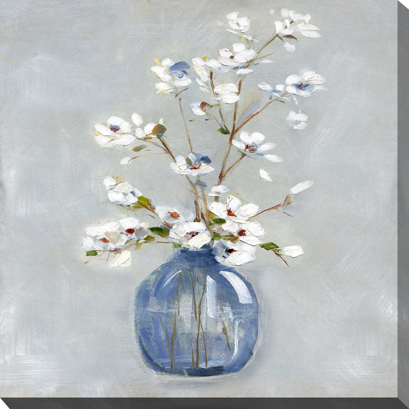 «Cottage Blooming I» par Sally Swatland - peinture sur toile tendue, L 18 po x H 18 po, Toile tendue