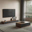 Meuble télé 78,74 po, 78,74 po, avec console multimédia en placage de bois noir et blanc et 4 tiroirs, entièrement assemblé-1246846555