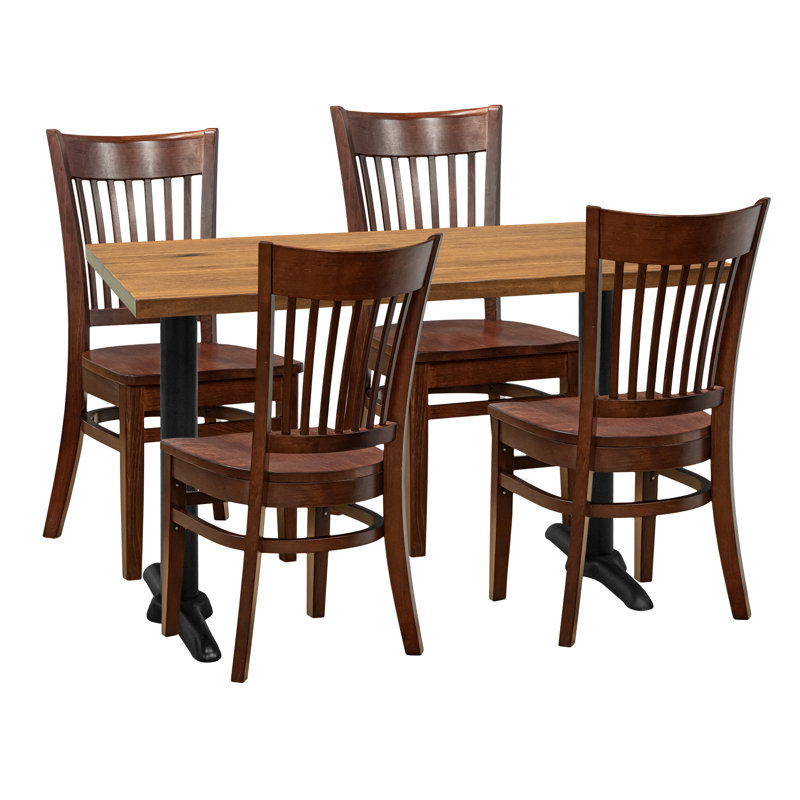 Ensemble de salle à manger 4 personnes - plateau en cerisier avec chaise d'appoint, Brun, Brun