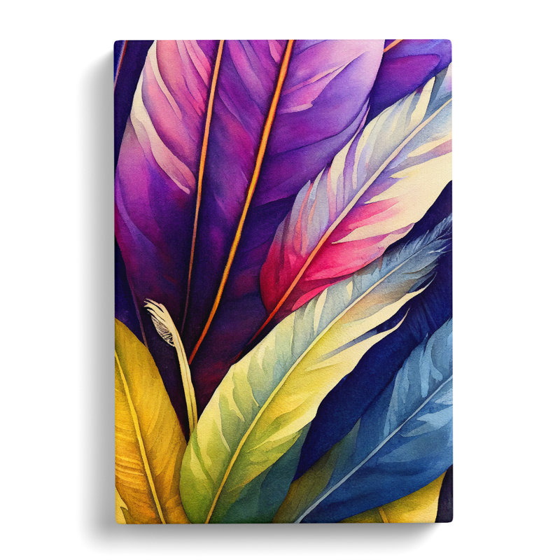 Feathers In Technicolour No.2 - Wrapped Canvas, 50cm H x 35cm W x 3cm D