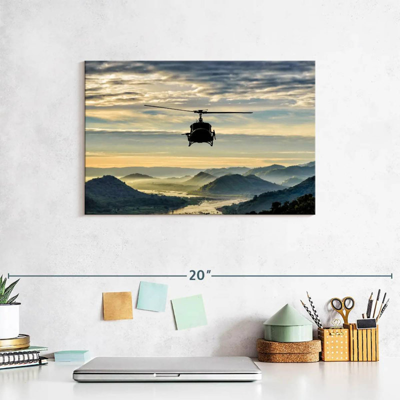 Mehar Helicopter Over Valley, 8" H x 12" W