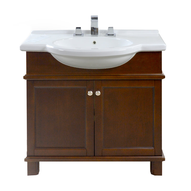 Ensemble de meuble-lavabo simple 34 po Carlito, Balsa, Noyer brun