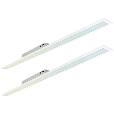 LUXRITE 6FT x 4IN Recessed Backlit LED Panel Light, 4CCT, 37/48/60W, 4400/5500/6600LM, 110º, Dimmable 0-10V, 120-277V, Damp Rated & UL Listed 2 Pack