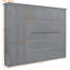 Grand lit escamotable mural gris avec armoires encastrées, lit plateforme pliable peu encombrant