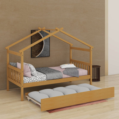 Lit simple en bois avec lit gigogne simple