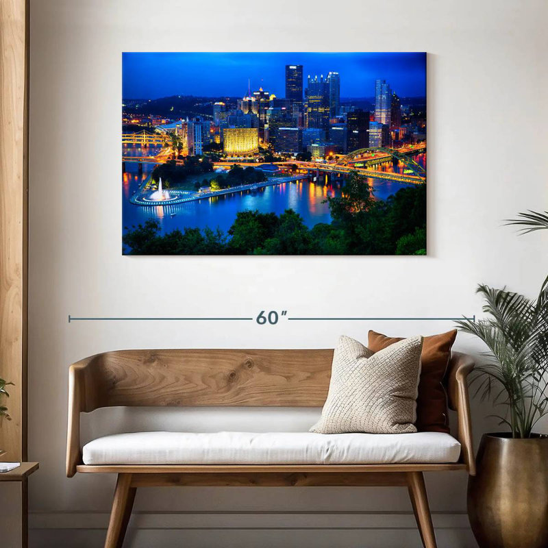 Vue panoramique du centre-ville de Sireci à Pittsburgh, H 30 po x l 45 po