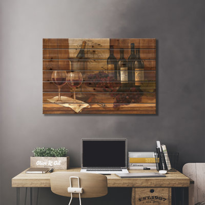 «Vintage Wine» par Albena Hristova - impression sans cadre sur bois