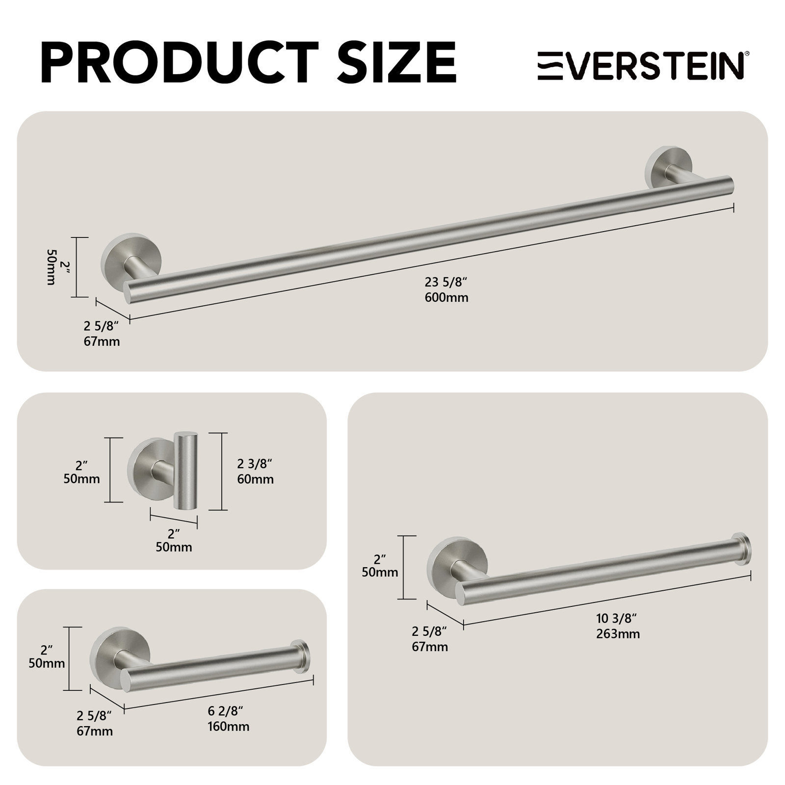 4-Piece Bathroom Hardware Set, Brushed Nickel