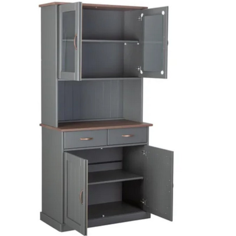 Pierro Hutch Cabinet, Grey/Sepia Brown