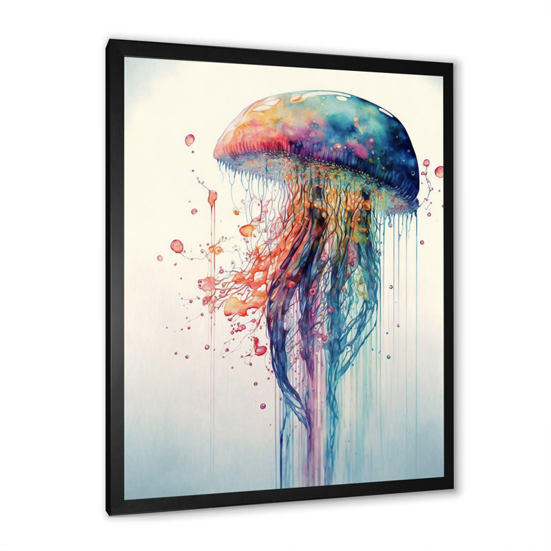 Art coloré sur toile, méduse colorée Deepsea IV, H 32 po x l 24 po, Toile avec cadre photo, Noir