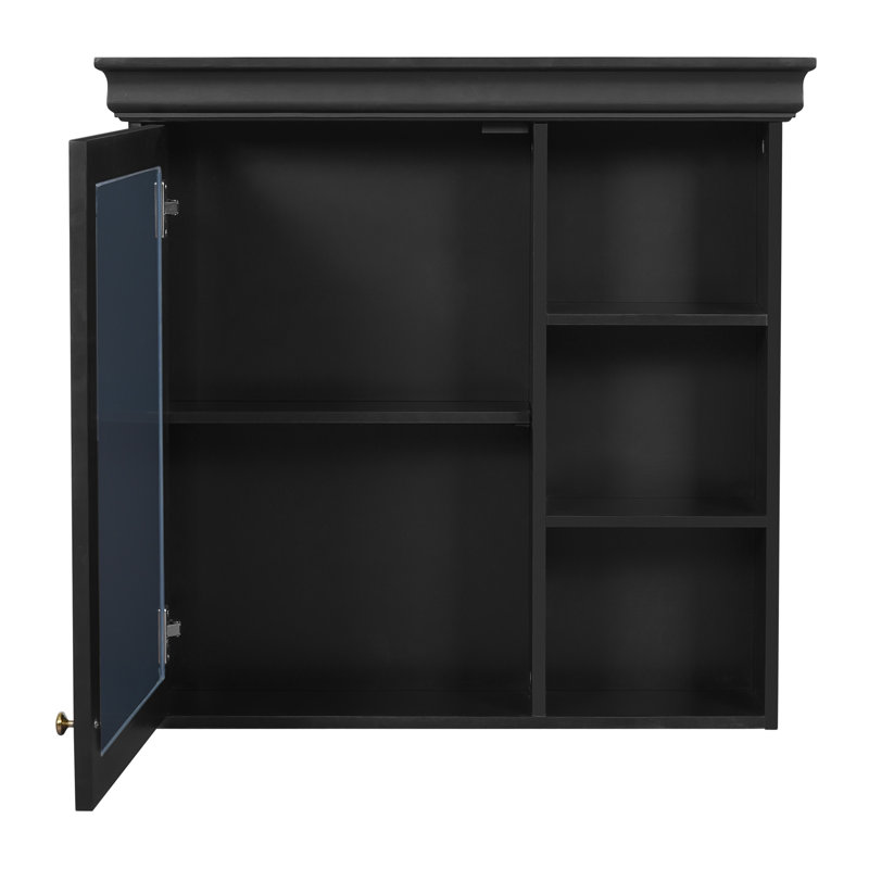 Armoire de rangement murale 30 "avec tablettes réglables, rangement au-dessus de la toilette, Noir