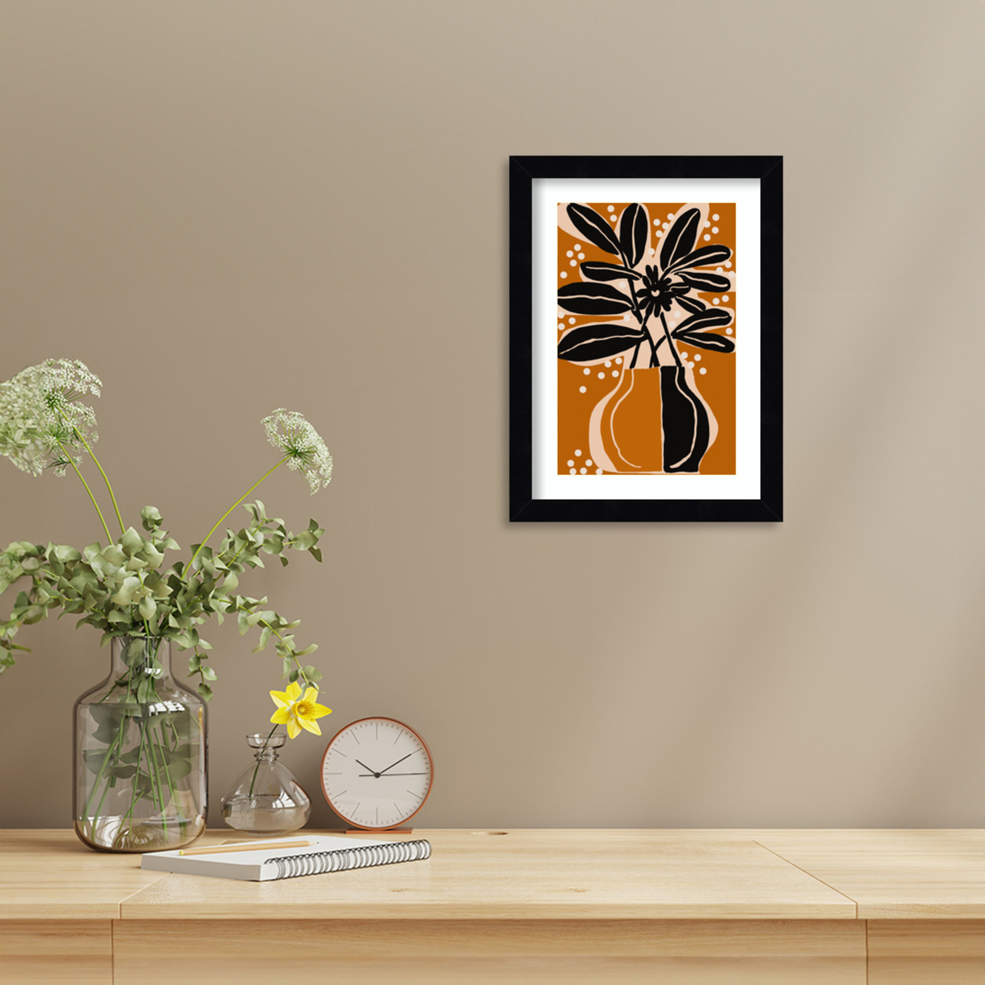 Ochre Still Life No 6 by Treechild Wood Framed Wall Art Print, Black, 13" H x 10" W