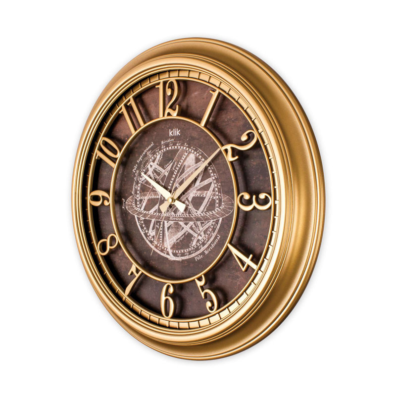 Elegant Decorative Wall Clock, Gold, 18.1 x 18.1 inches | Silent Sweep Movement, Durable 90% Plastic & 10% Glass | Perfect for Home or Office Decor, Modern Style & Timeless Design